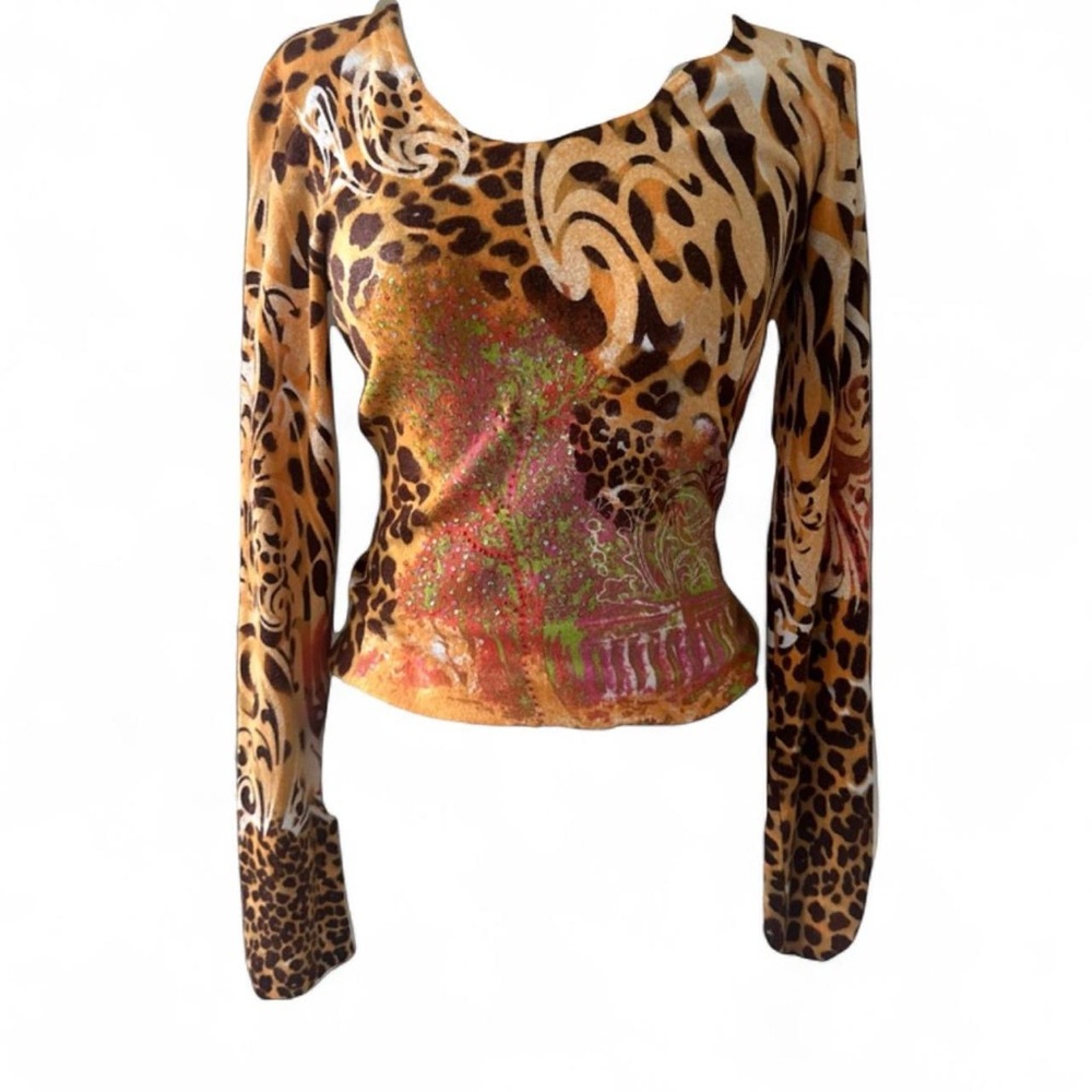 Vertigo Paris Multicolor Animal Print Long Sleeve Top
